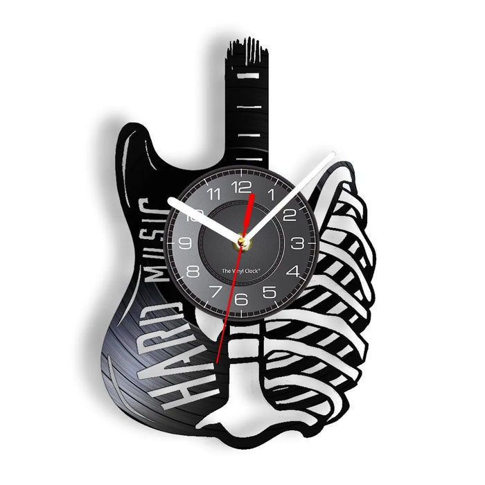 Chitarra acustica Wall Art orologio da parete strumento musicale Home Interior Wall Decor vinile Record orologio da parete Rock n Roll regalo musicale