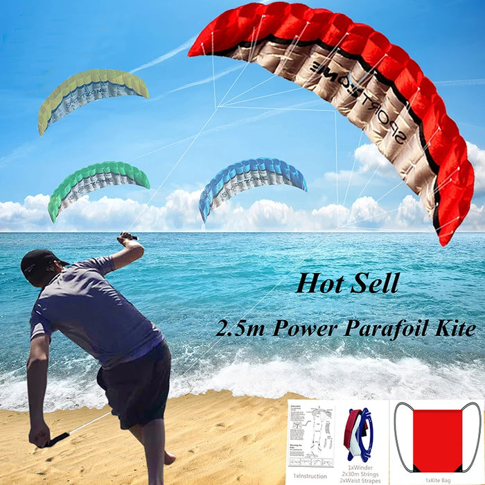 Aquilone da spiaggia sportivo di alta qualità 2.5m Dual Line 4 colori Parafoil paracadute facile da volare Outlet di fabbrica