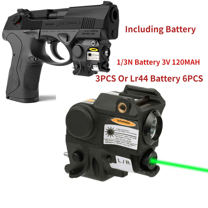 Torcia tattica a LED Mirino laser verde/rosso per mini Glock 17 19 Pistola Pistola leggera Arma Scout Luce per guida Pictinny da 20 mm