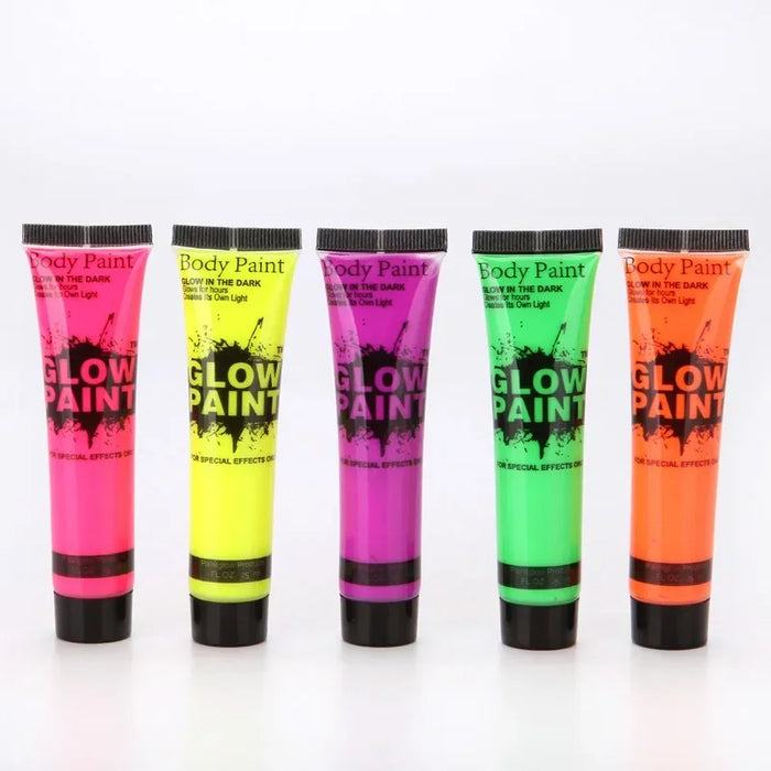 5 pezzi Body Art Paint Neon Fluorescente Party Festival Halloween Cosplay Trucco Bambini Pittura per il viso Pittura a bagliore UV
