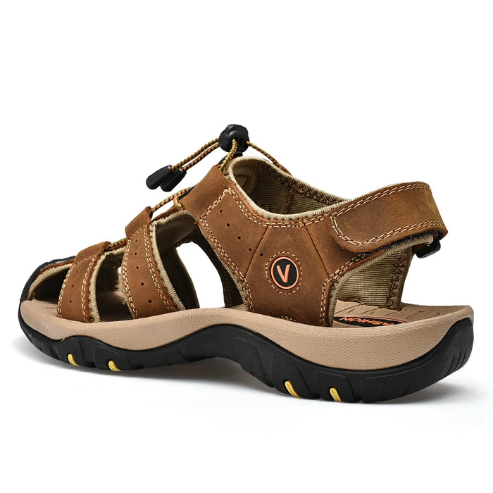 Sandali da uomo estivi scarpe Casual da uomo in vera pelle sandali in pelle da uomo all'aperto per uomo scarpe da spiaggia scarpe romane taglie forti 38-48