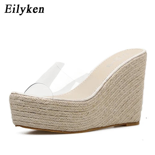 Eilyken Summer Fashion PVC Jelly zeppe piattaforma pantofole da donna sandali scarpe Casual taglia 34-40