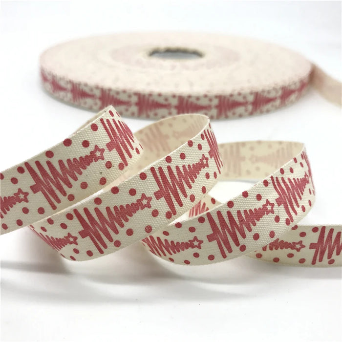 5 Yards/lot 15mm Nastro di cotone Design fatto a mano Nastri di cotone stampati per la decorazione natalizia di nozze Tessuto da cucito fai da te