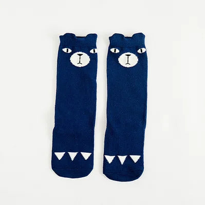 1 paio Unisex Lovely Cute Cartoon Fox Kids baby Socks Knee Girl Boy Baby Toddler Socks animal infant Soft Cotton Socks Leg Warm