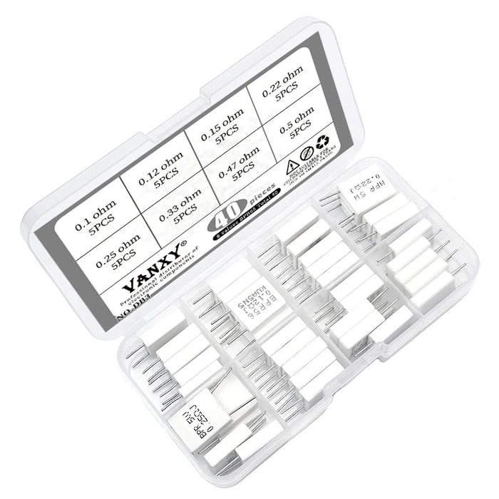 10pcs BPR56 5W 0.001 0.1 0.15 0.22 0.25 0.33 0.5 ohm Non-induttiva Resistenza di Cemento Ceramico 0.1R 0.15R 0.22R 0.25R 0.33R 0.5R