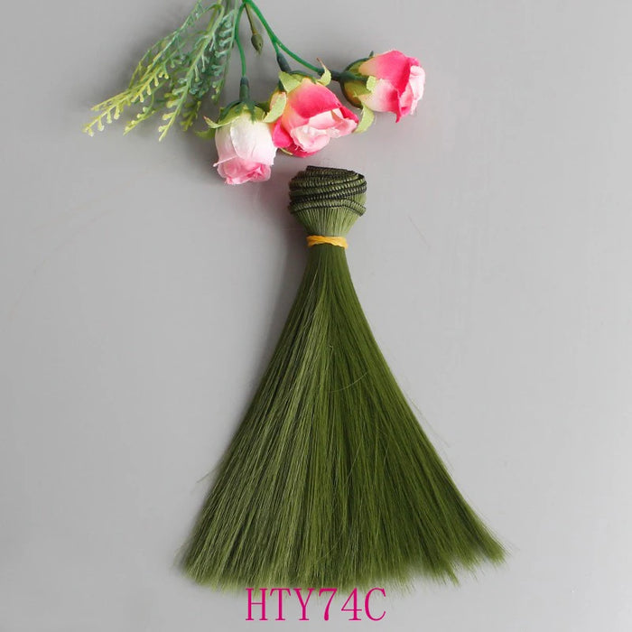 1 pz Capelli della bambola 15 cm 25 cm Rosa Giallo Viola Verde Blu Colore Parrucche per bambole diritte per accessori fai da te fatti a mano russi