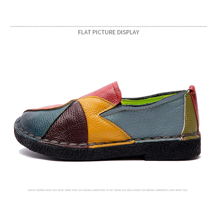 WOIZGIC Donna Donna Donna Madre Scarpe Appartamenti Mocassini in vera pelle Mocassini Misti colorati antiscivolo Taglie forti 42