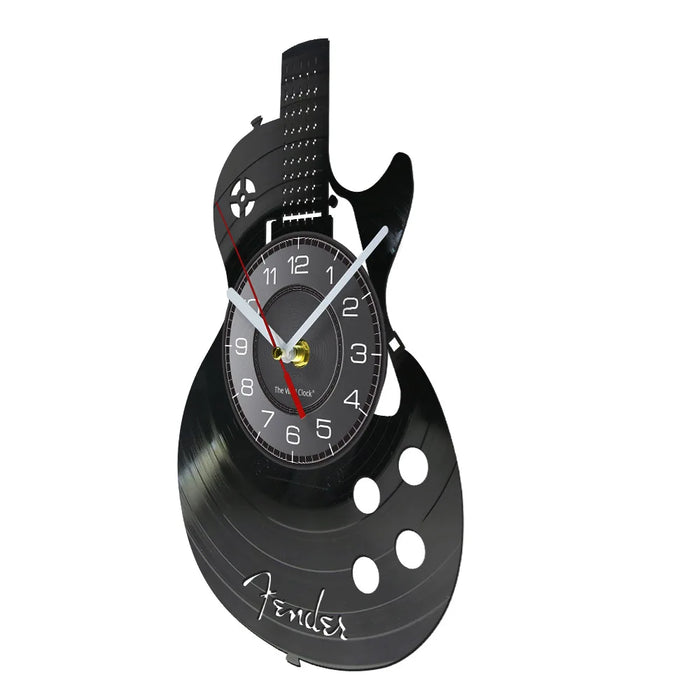 Chitarra acustica Wall Art orologio da parete strumento musicale Home Interior Wall Decor vinile Record orologio da parete Rock n Roll regalo musicale