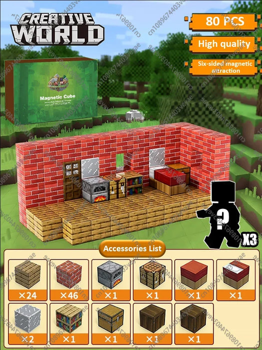 Blocchi magnetici Mine World Set cubo magnetico per ragazzo ragazza bambino età 3+ modello fai da te bambini stelo stelo giocattolo sensoriale regalo
