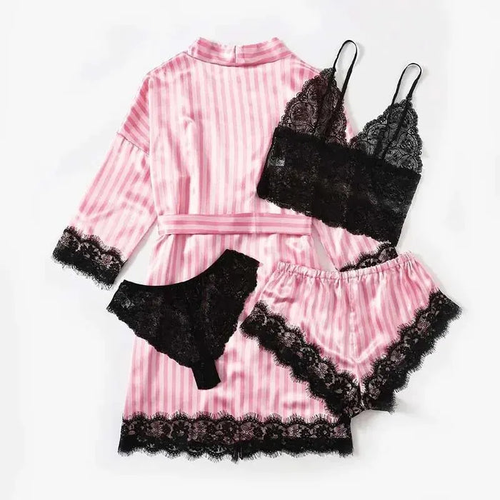 Moda estiva da donna e comodi indumenti da notte in raso di pizzo con indumenti da notte in seta Robe pantaloni da pigiama Sexy vestiti per la casa
