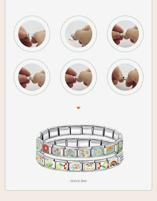 Hapiship originale margherita cavallo amore farfalla mamma cane moto elefante fascino braccialetto adatto creazione di gioielli in acciaio inossidabile DJ003