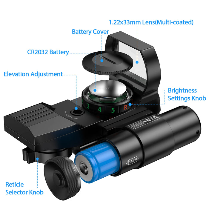 Hot 20mm Rail Cannocchiale da puntamento Ottiche da caccia Olografico Red Dot Sight Reflex 4 Reticolo Scope Collimatore Sight