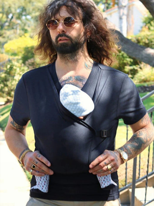 Donna incinta Top Sicurezza del bambino Canguro Tasca Carrier Vestiti di cotone Estate Madre Padre Babysitting Alimentazione Genitorialità T Shir