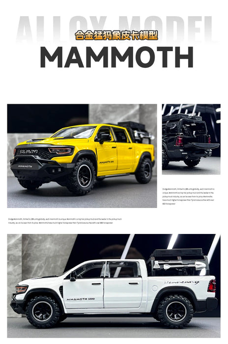 1:32 Dodge RAM 1000 TRX Mammoth Picku Modello di auto in lega Suono e luce Tirare indietro Giocattolo per bambini da collezione Regalo di compleanno