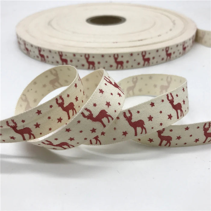 5 Yards/lot 15mm Nastro di cotone Design fatto a mano Nastri di cotone stampati per la decorazione natalizia di nozze Tessuto da cucito fai da te