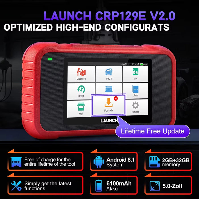LANCIO X431 CRP129E Strumenti diagnostici OBD2 Motore OBD automatico ABS SRS AT Lettore di codici Scanner TPMS Olio SAS EPB ETS Reset per auto Aggiornamento gratuito Wi-Fi