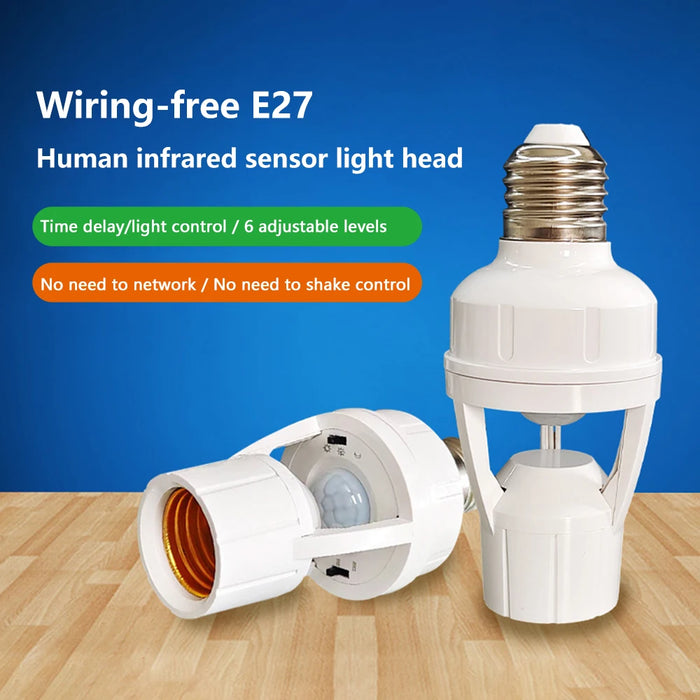 PIR Human Induction Motion Sensor LED Night Lamp Socket Base E27 portalampada AC 100-240V sensore di presenza umana testa della luce