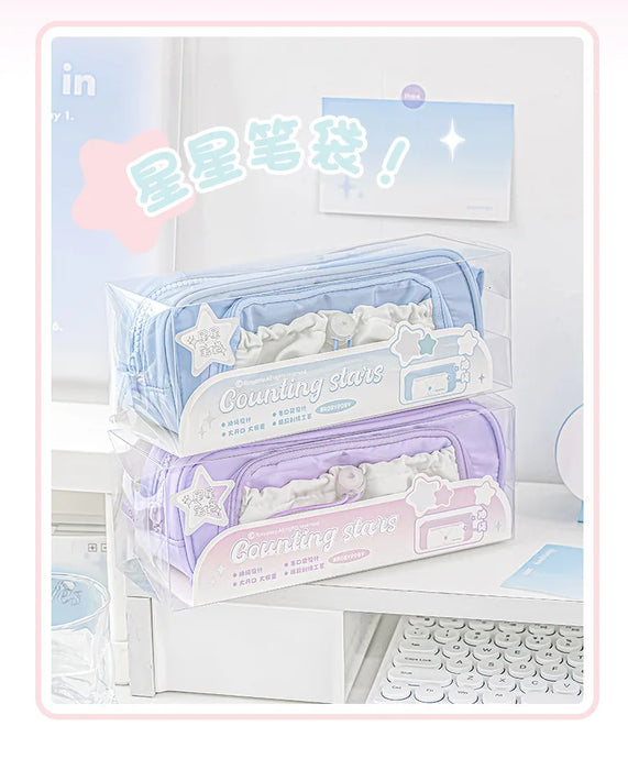 Astuccio creativo blu/rosa portapenne portatile di grande capacità carino per ragazze accessori per la scuola organizzatore forniture di cancelleria