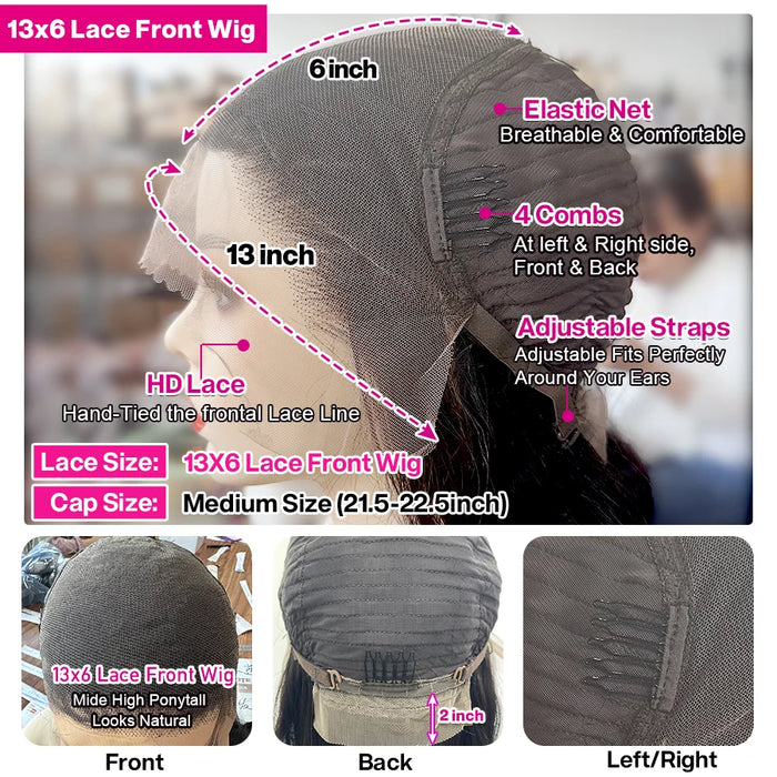 Cynosure 13x6 HD Parrucca Frontale Del Merletto Prepizzicata Glueless Parrucca Dei Capelli Umani Pronto Da Indossare 13x4 Parrucche Dei Capelli Umani Dell'onda Del Corpo per le donne