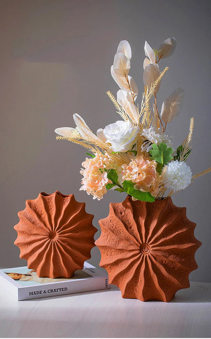 Minimalismo vaso in ceramica a forma di conchiglia vasi floreali idroponici vasi di fiori di conchiglia arancione disposizione dei fiori decorazione della scrivania
