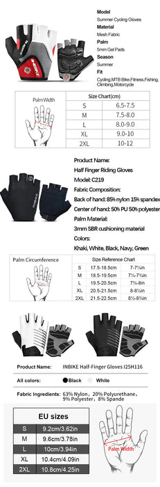 INBIKE GEL Pad antiurto Guanti da ciclismo Mezze dita Guanti sportivi Uomo Donna Estate Bicicletta Palestra Guanti fitness Guanti MTB IF239