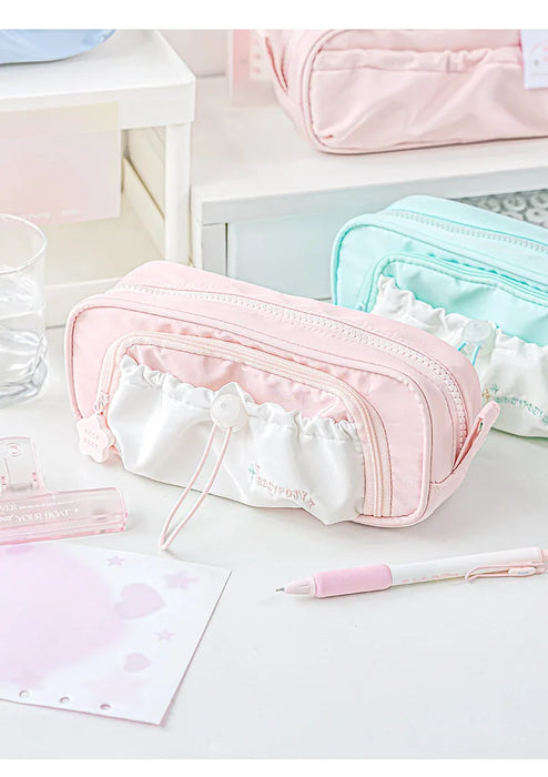 Astuccio creativo blu/rosa portapenne portatile di grande capacità carino per ragazze accessori per la scuola organizzatore forniture di cancelleria