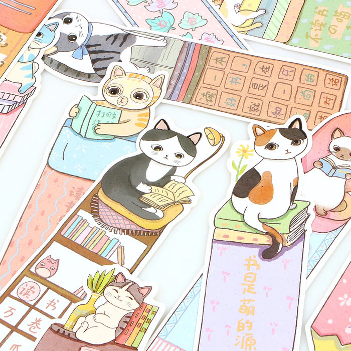 30 pz/lotto simpatico gatto divertente segnalibro di carta animali del fumetto segnalibro regalo promozionale cancelleria pellicola segnalibro