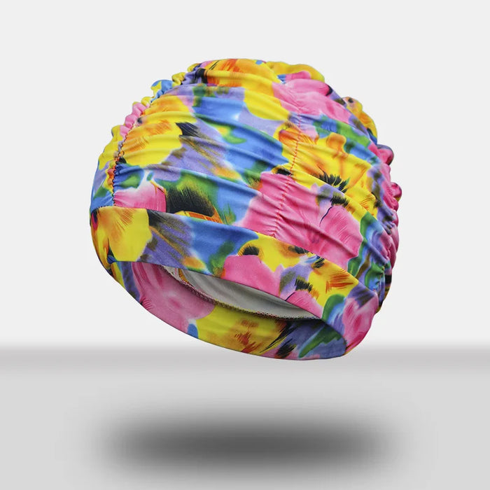 Cuffia da nuoto per capelli lunghi da donna sexy da donna, cappello elasticizzato, drappeggio, cuffia da bagno, drappeggio, sport elasticizzato, piega al mare