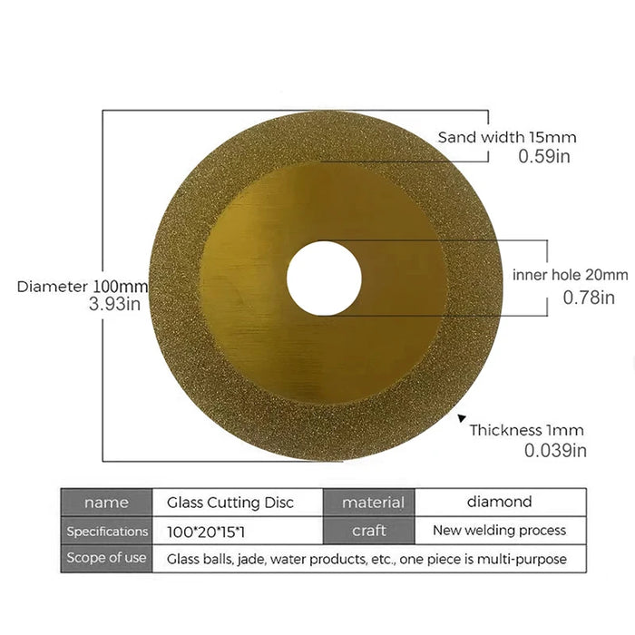 Lama per disco da taglio per vetro Disco da taglio diamantato da 100 mm Lama per sega per marmo Piastrelle in ceramica Lama da taglio speciale in giada Dropshipping