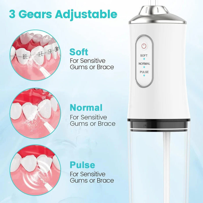 Idropulsore dentale elettrico irrigatore orale portatile denti ricaricabili puliti per la casa e i viaggi 5 modalità bretelle impermeabili