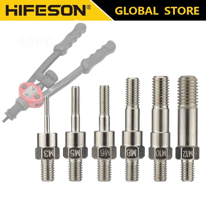 HIFESON Mano Rivetto Dado Pistola Parte Manuale Filettato Rivetto Testa Viti di Ricambio Tirare Asta Per BT-606 605 607 M3 M4 M5 M6 M8 M10 M12