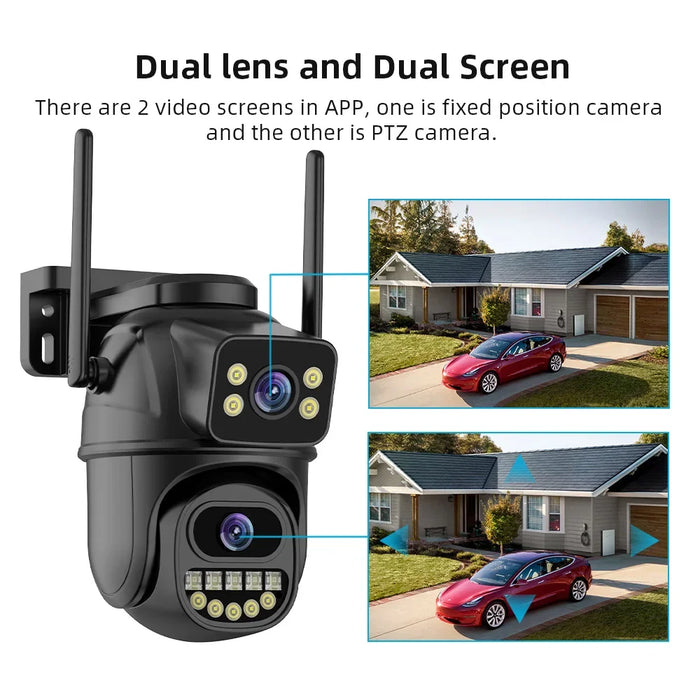 Telecamera di sorveglianza WiFi BELIA 4K 8MP, doppia lente, Zoom digitale 4X, rilevamento umano AI, ONVIF, telecamere IP PTZ di sicurezza esterna