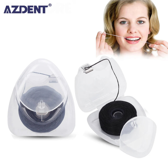 AZDENT 50m Carbone di Bambù Flosser Dentale Denti Puliti Filo Interdentale Denti Flosser Dente Pulito O Filo Bobina Incorporato
