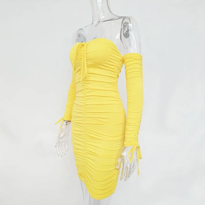 Articat Donne Autunno Inverno Vestito Dalla Fasciatura Delle Donne 2022 Sexy Off Spalla Manica Lunga Sottile Elastico Aderente Abiti Da Festa Abiti