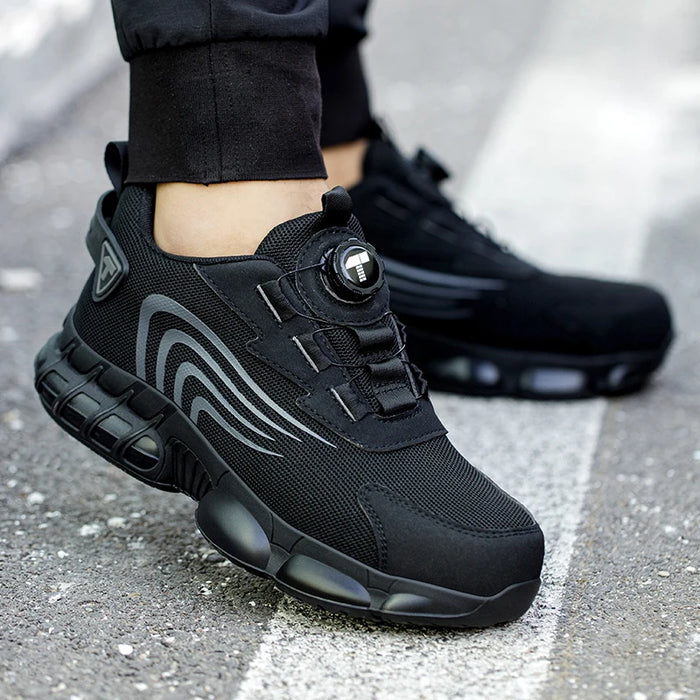 Nuove scarpe antinfortunistiche da uomo con bottone rotante, scarpe da lavoro anti-impatto e anti-perforanti, scarpe sportive da uomo alla moda e pro di sicurezza