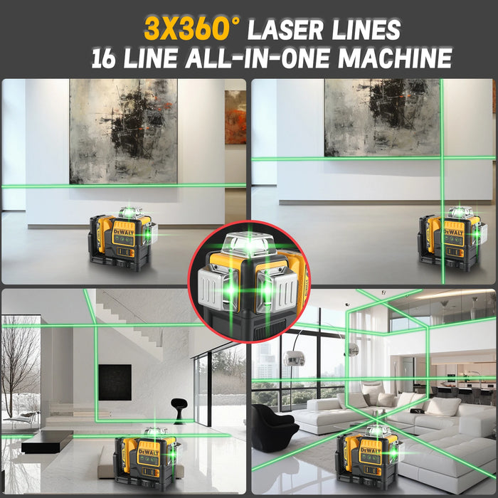 Nuovo nel 2025! DEWALT DW089LG Livello laser con batteria al litio 12V, 360 °   Linee verdi orizzontali e verticali, copertura 3 lati