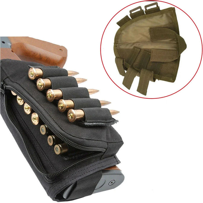 Tattico Muti-funzionale Caccia Cerniera Fucile Buttstock Pack Borsa Guancia Pad Resto Shell Mag Munizioni Pouch Pocket Magazine Bandoliera