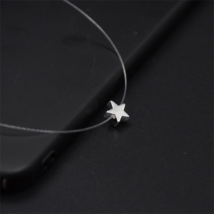 SUMENG Nuova personalità moda quadrata imitazione perla cristallo zircone collana invisibile trasparente lenza da donna