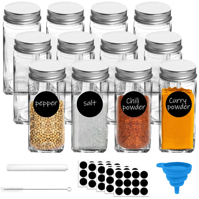 12 pz Bottiglia di Condimento Barattolo di Spezie di Plastica Trasparente Spezie Pepe Bottiglia di Conservazione del Sale Contenitore con Imbuto Gadget Da Cucina Strumento
