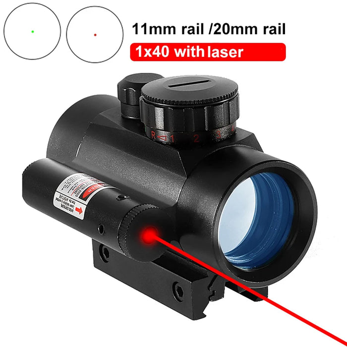 1x40 Red Dot Scope Sight Rifle scope Green Red Dot Collimatore Dot con 11mm/20mm Rail Mount Airsoft Air Hunting