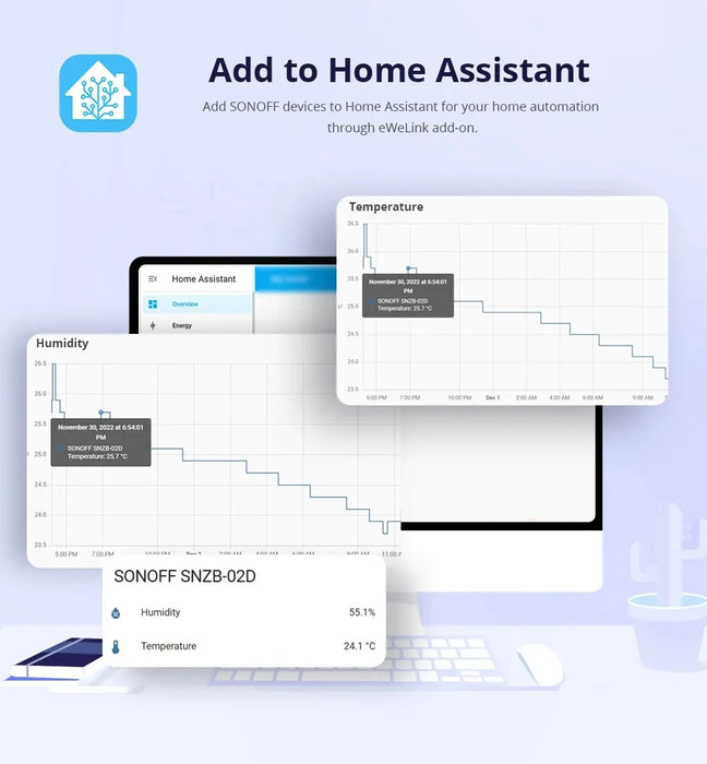 SONOFF SNZB-02D Zigbee sensore di umidità della temperatura Smart Home Automation Monitor in tempo reale Ewelink Alexa Google Home Assistant