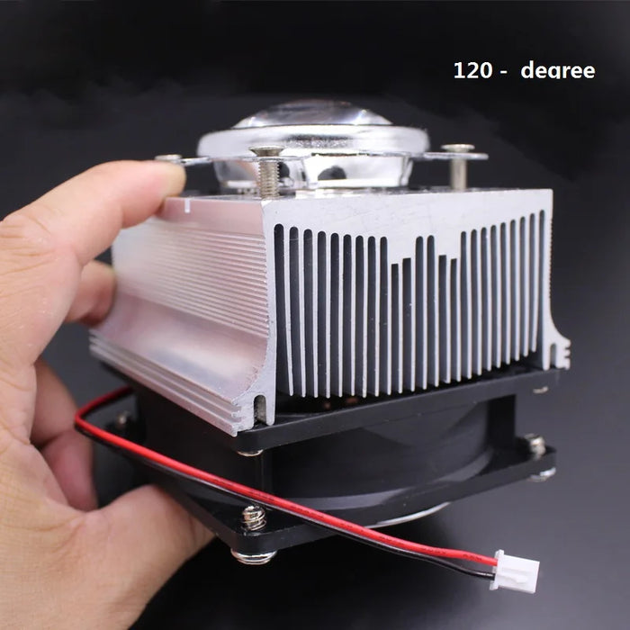 Ventola di raffreddamento del dissipatore di calore in alluminio LED da 100 W + obiettivo da 60 gradi 90 gradi 120 gradi 44 mm + staffa riflettente