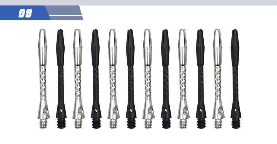 Yernea alta qualità 6 pz/lotto freccette albero materiale in lega di alluminio 45mm alberi argentati bianco e nero due colori