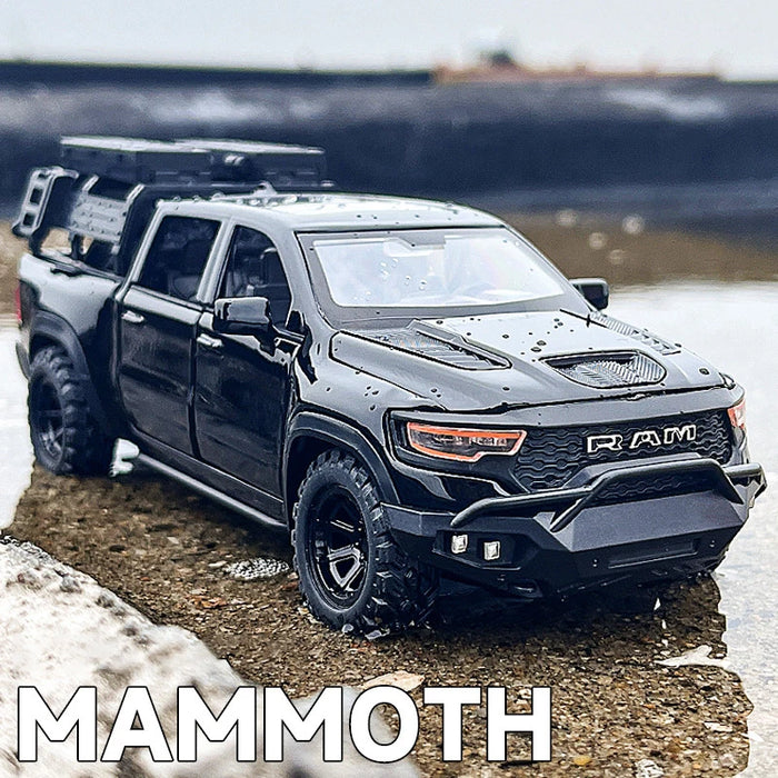 1:32 Dodge RAM 1000 TRX Mammoth Picku Modello di auto in lega Suono e luce Tirare indietro Giocattolo per bambini da collezione Regalo di compleanno