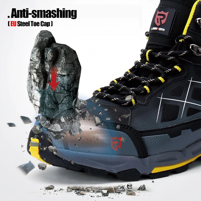 Larnmern Stivali da lavoro antinfortunistici da uomo Scarpe con punta in acciaio Stivali protettivi antiscivolo antistatici antiforatura