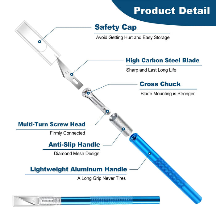 Kit di strumenti per coltelli da bisturi in metallo antiscivolo Coltelli artigianali per incisione + 5 lame per telefono cellulare PCB Utensili manuali per riparazione fai-da-te