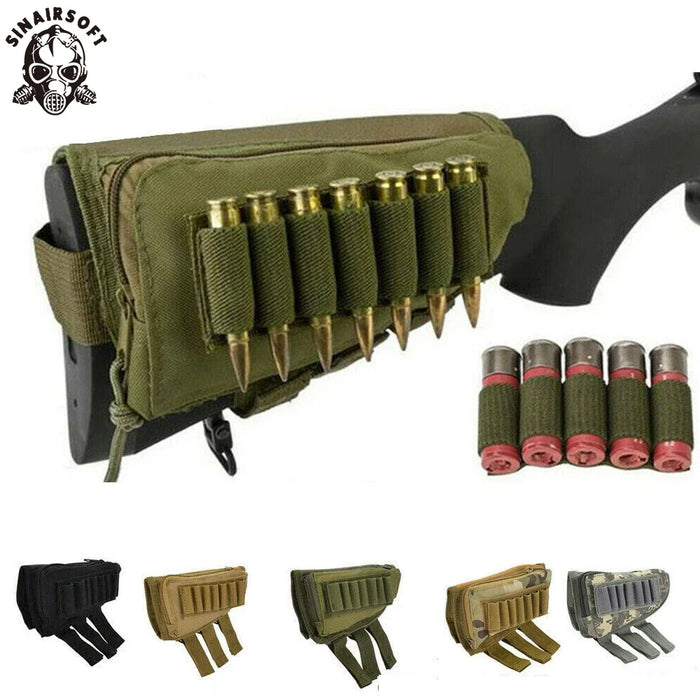 Tattico Muti-funzionale Caccia Cerniera Fucile Buttstock Pack Borsa Guancia Pad Resto Shell Mag Munizioni Pouch Pocket Magazine Bandoliera