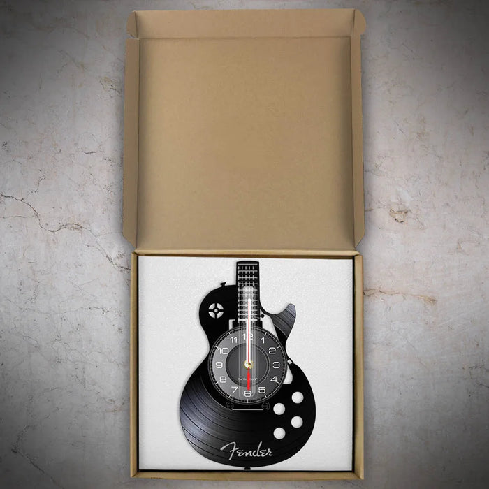 Chitarra acustica Wall Art orologio da parete strumento musicale Home Interior Wall Decor vinile Record orologio da parete Rock n Roll regalo musicale