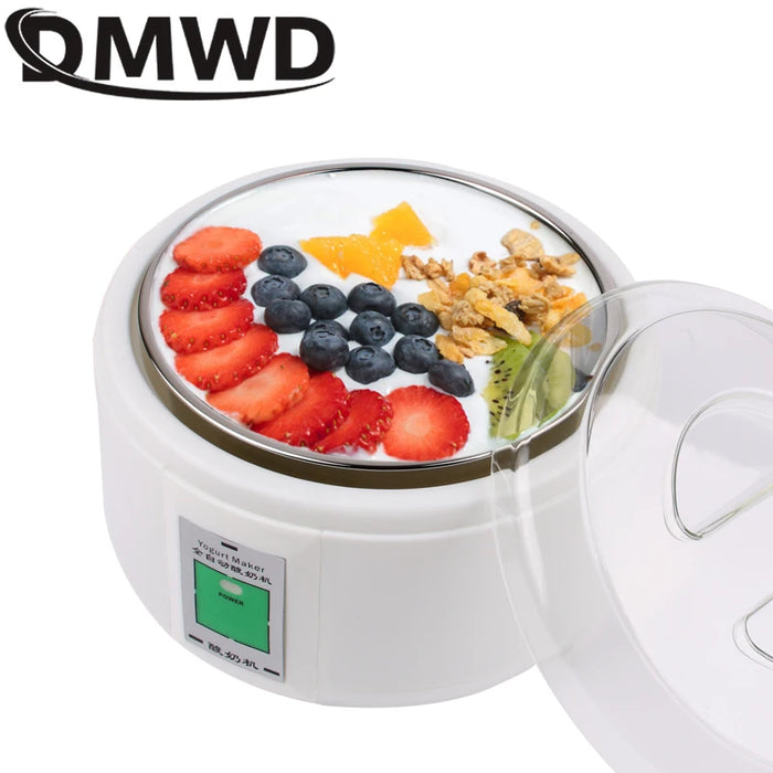 1.5L Yogurtiera Elettrica Fermentatore Automatico Multifunzione Rivestimento In Acciaio Inox Natto Riso Vino Sottaceti Macchina 7 Tazze di Yogurt