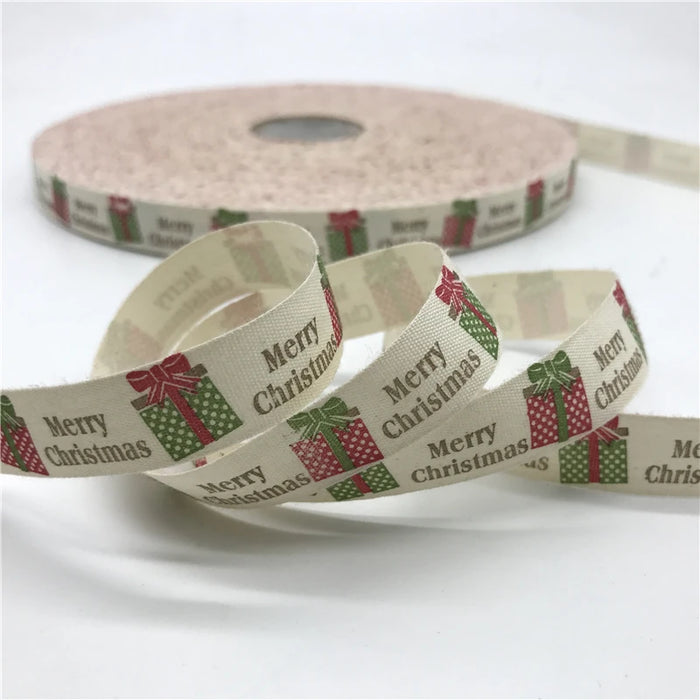 5 Yards/lot 15mm Nastro di cotone Design fatto a mano Nastri di cotone stampati per la decorazione natalizia di nozze Tessuto da cucito fai da te